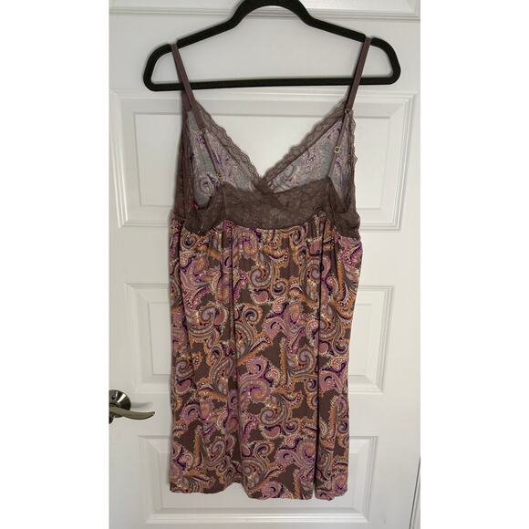 Cynthia Rowley XL Paisley Lace Trim Slip Nightgown Dress Purple Pink Rayon Blend - Picture 2 of 7